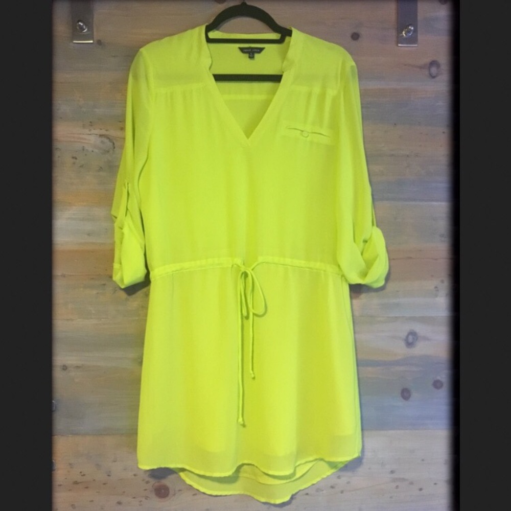 NAKED ZEBRA Neon Yellow Shirt Dress